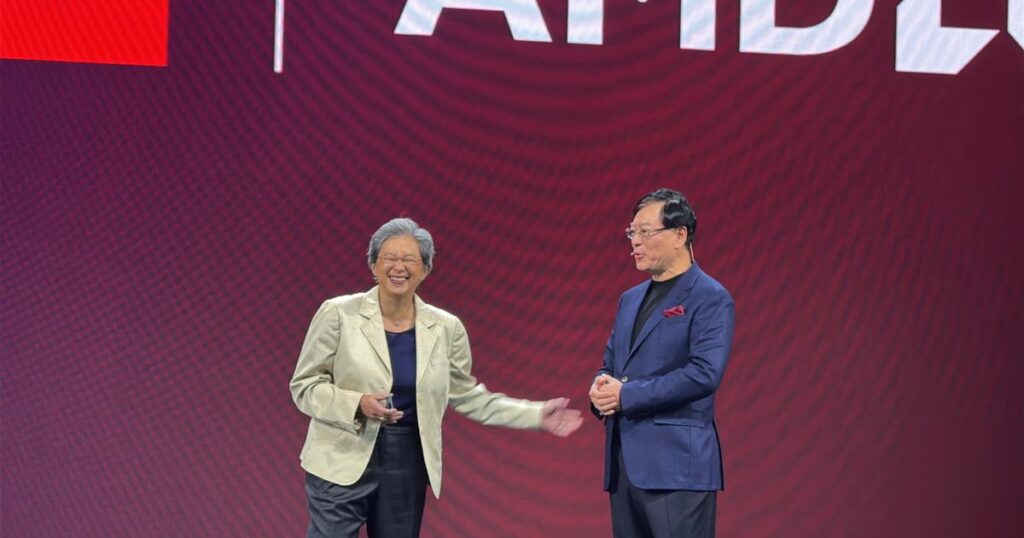 Lisa Su, da AMD, e YY, da Lenovo. Foto: Dante Baptista